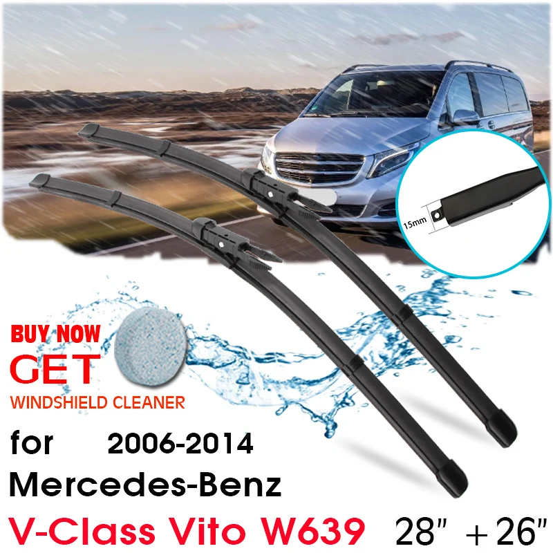 

Car Window Windshield Rubber Silicon Refill Wiper For Mercedes-Benz V-Class Vito W639 2006-2014 LHD/RHD 28"+26" Car Accessories