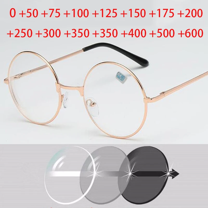 Woman Men Round Glasses Retro Reading Optical Metal Frames Hyperopia Diopter +0.5 +1 +1.5 +2 +2.5 +3 +3.5 +4 +4.5 +5 +5.5 +6.0