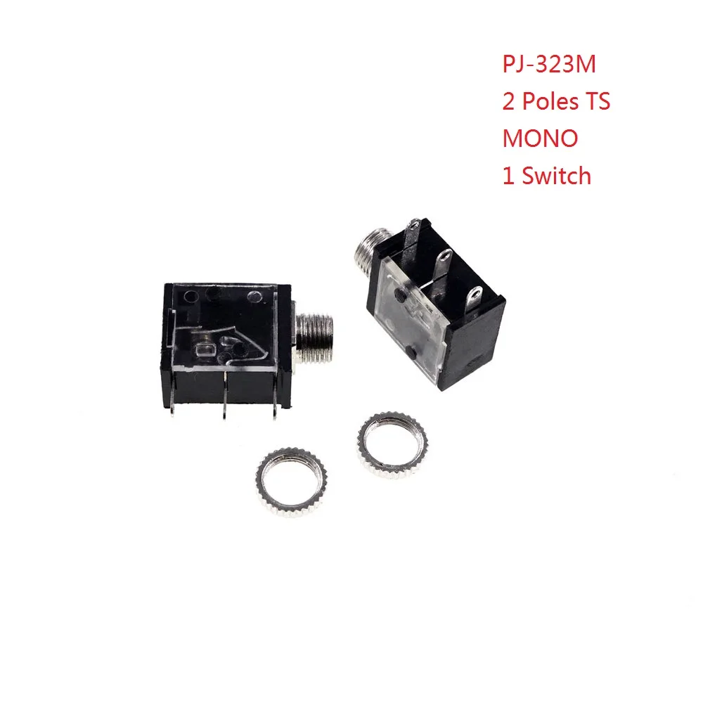 10pcs 3.5mm Audio Jack PCB Mount Screw Metal Nuts Mono Stereo Phone Plug 2 3 4 Pole Connector Through Hole Panel Thread