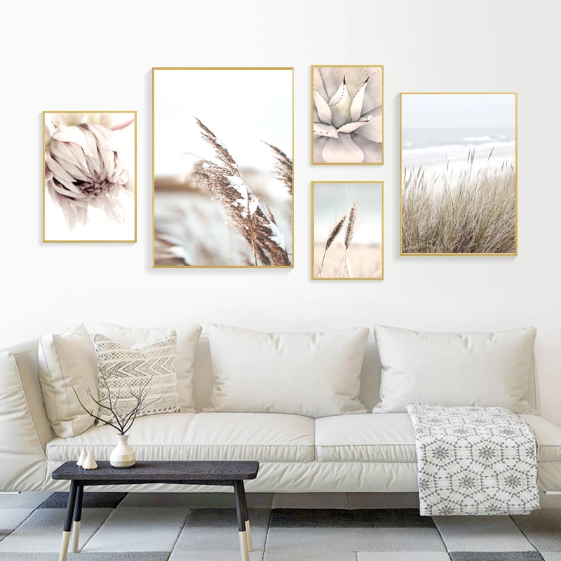 

Nordic Style Plant Reed Canvas Paintings Landscape Flower Wall Art Decoration Posters for Living Room Home Cottagecore Decor