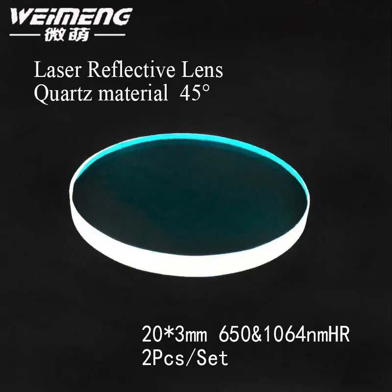 Weimeng 45 degrees 20*3mm 650nm & 1064nm two point reflective HR quartz  laser reflector lens for optical with acceptable price