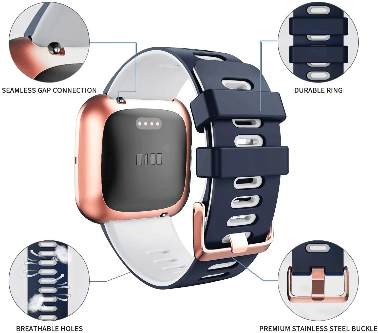 For Fitbit Versa Silicone Strap 23mm Compatible for Versa 2/Versa Lite Edition Watchband for Versa Special Edition Bracelet