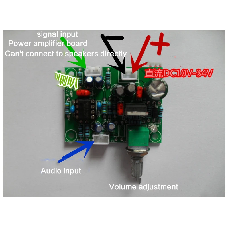 DC10-32V Power Amplifier Preamplifier Board/front Board NE5532 Enthusiast DIY Preamp Board with Volume Potentiometer Power Cord