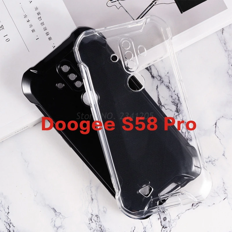 Transparent Phone Case For Doogee S58 Pro Silicon Caso Soft Black TPU Case For Carcasa Para Celular Doogee S58 S58Pro Back Cover