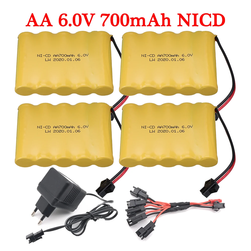 6V 700MAh aaバッテリーパック,rcおもちゃ,車,ボート,ガン,トラック,リモコン用のeu充電器付き,6v-cdバッテリーパック