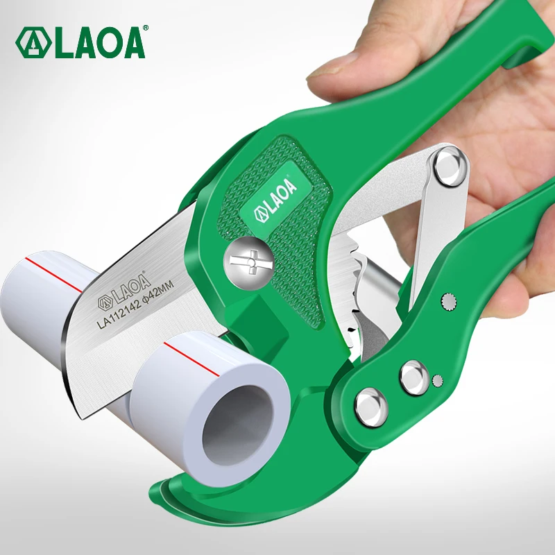 LAOA  Professional Pipe Cutter 42mm Water Tube Alloy Body Ratchet Scissors Tube Cutter PVC/PU/PP/PE Hose Cutting Hand Tools