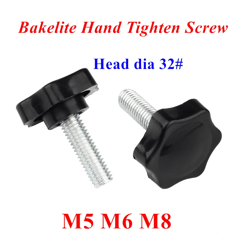 5pcs knob screw M5 M6 M8 32# Bakelite Hand Tighten Screw Handle Star Hand Knob Tightening Screw