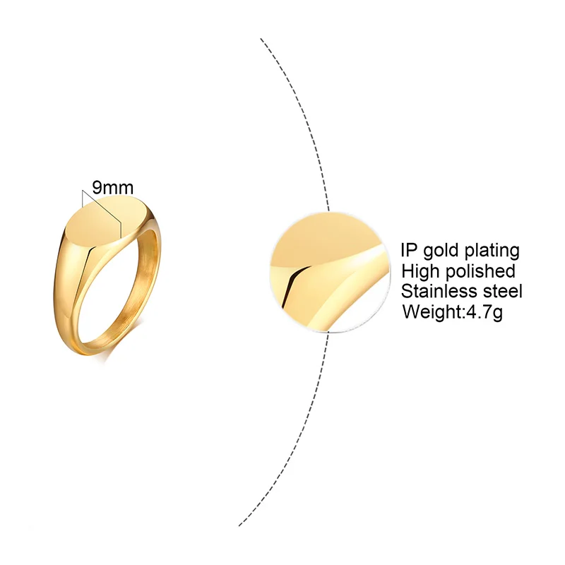 Signet Ring,Stainless Steel Ring for Men, Classic Hipster Unisex Square Signet Ring,Pinky Finger Ring,Mens Small Signet Ring