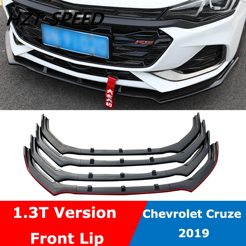 Carbon Fiber Look ABS Black 3Piece Car Body Kits Splitter Diffuser Front Chin Bumper Lip For Chevrolet Cruze 1.3 Version 2019