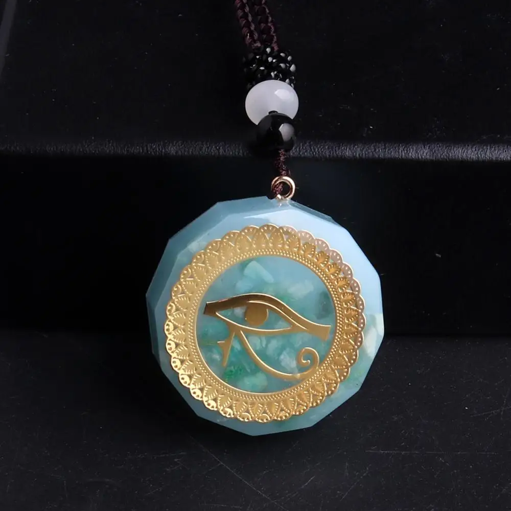 Horus Eye All-Seeing Eyes Orgonite Energy Pendant Orgone Amazonite Necklace Devil's Eye Necklace Women Jewelry Amulet Magnetic