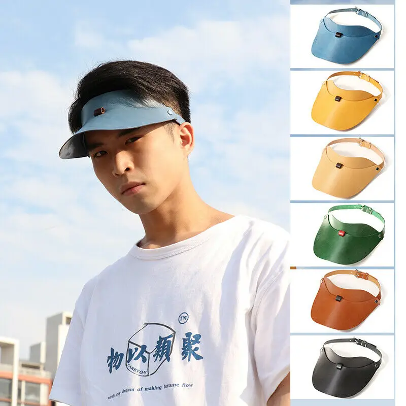 WUTA Handmade Classic Visor Hat Genuine Leather Visor Cap Unisex Women Sun Visor Men Leather Sun Hat Gift for Him