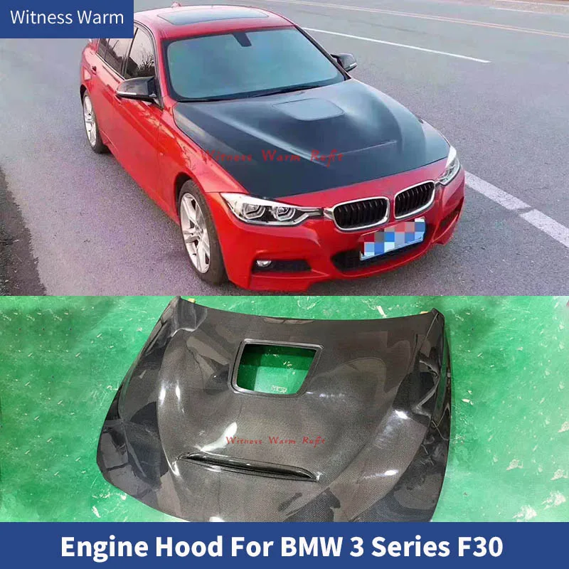 Carbon Fiber Frp Front Engine Hood Transparent Bonnets Engine Covers for Bmw 3 Series F30 320i 328i 335i Car Styling