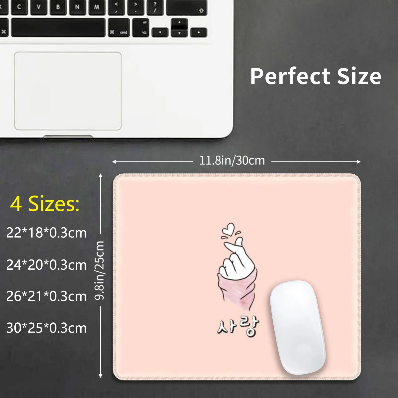 Korean Finger Heart Sign Mouse Pad DIY Print South Korea Korea Korean Finger Heart Heart Hearts Love