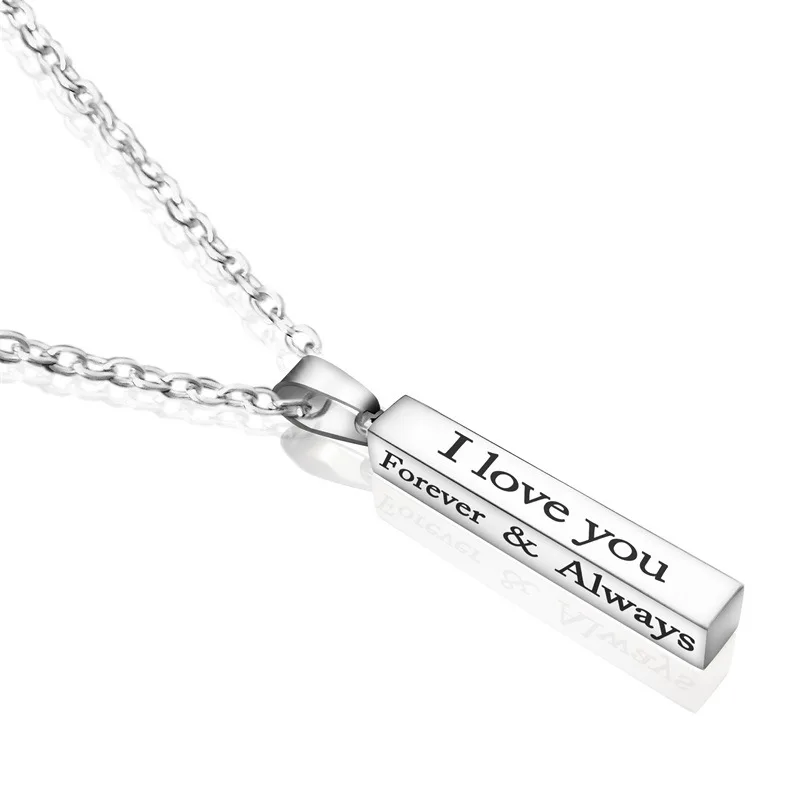 CGCMNS Silver Color Family Love Couple Necklace Engrave I Love You Forever &Always Letter Necklace Pendants Women  Jewelry