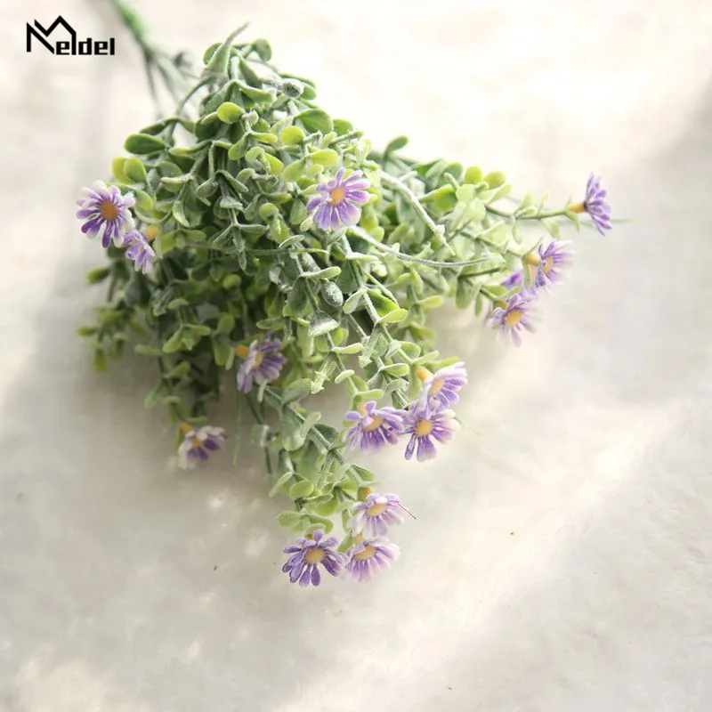 Meldel – Mini Bouquet de marguerites artificielles pour mariage, Bouquet en plastique, fausses marguerites Gerbera, décoration murale pour fête à domicile