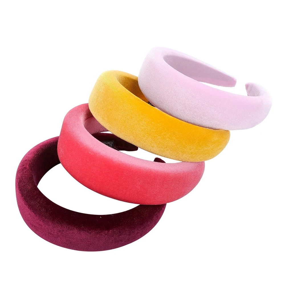 Haimeikang New Padded Headbands For Women Wide Velvet Bezel Hair Band Hair Hoop Girls Sponge Thick Solid Color Hair Accessories