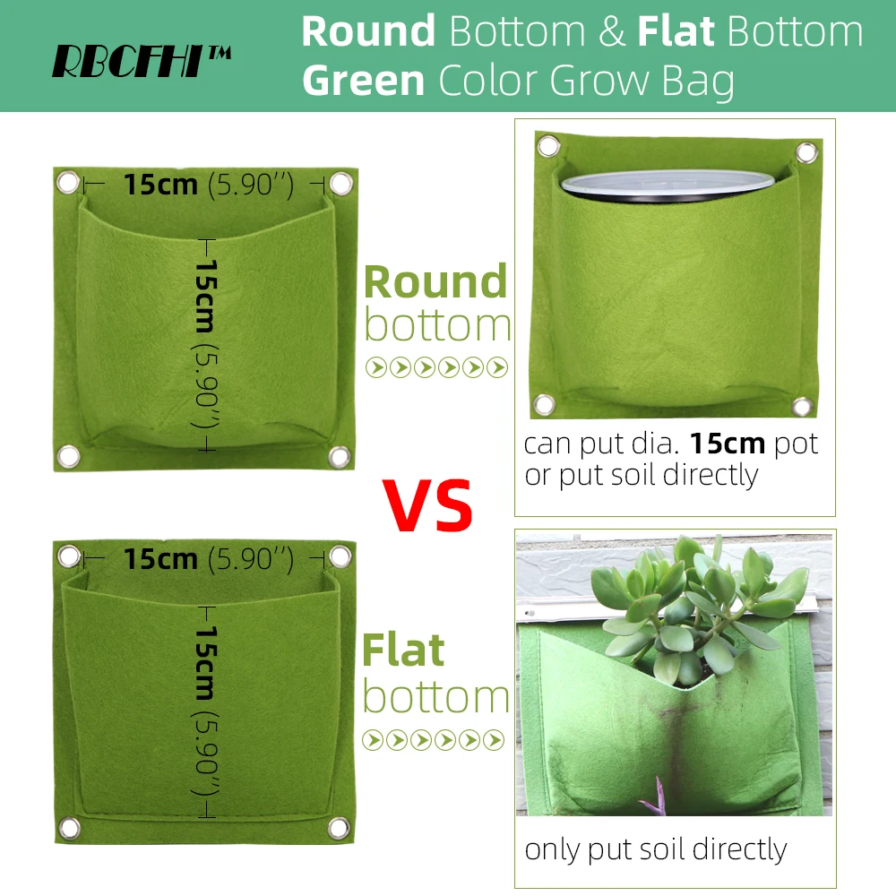 1-6 Pockets Green Grow Bags Vertical Cross Wall Hanging Planting Bags Planter Garden Vegetables Living Garden Bag Home Supplies