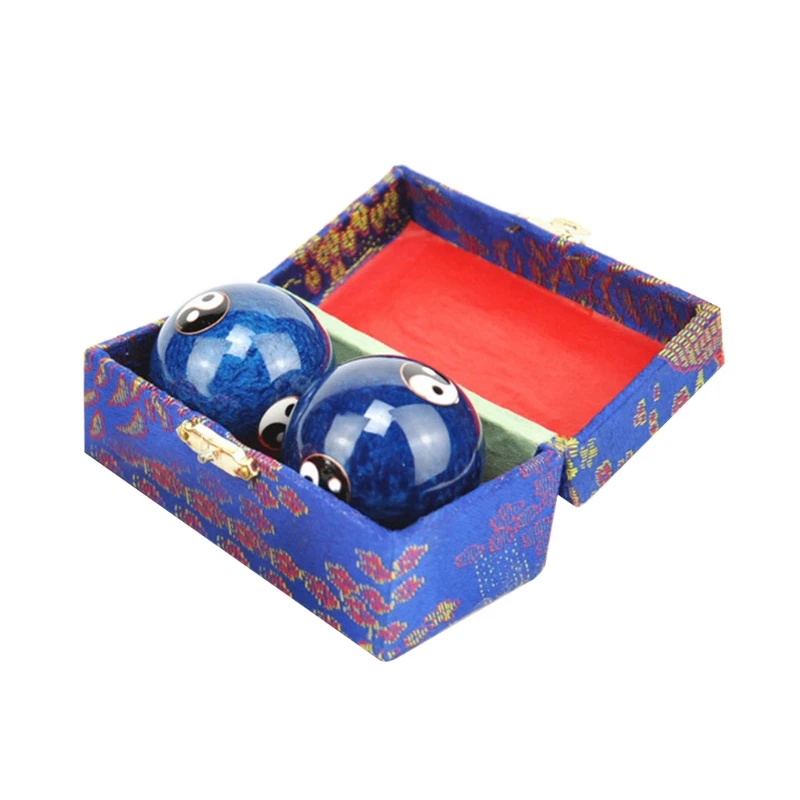 Cloisonne Health Hand Balls Exercise Stress Balls Carved Tai Chi Pattern Stress Relieve Hand Balls Gift for Family D5QA