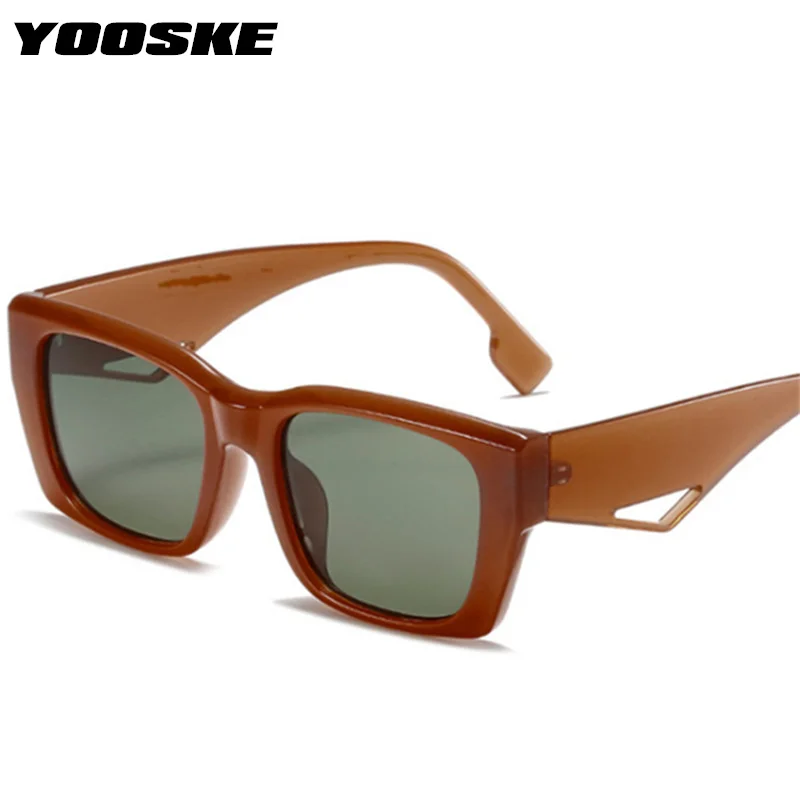 YOOSKE Vintage Square Sunglasses for Men Brand Designer Caramel Retro Sun Glasses Women Fashion Korean Style UV400 Goggles