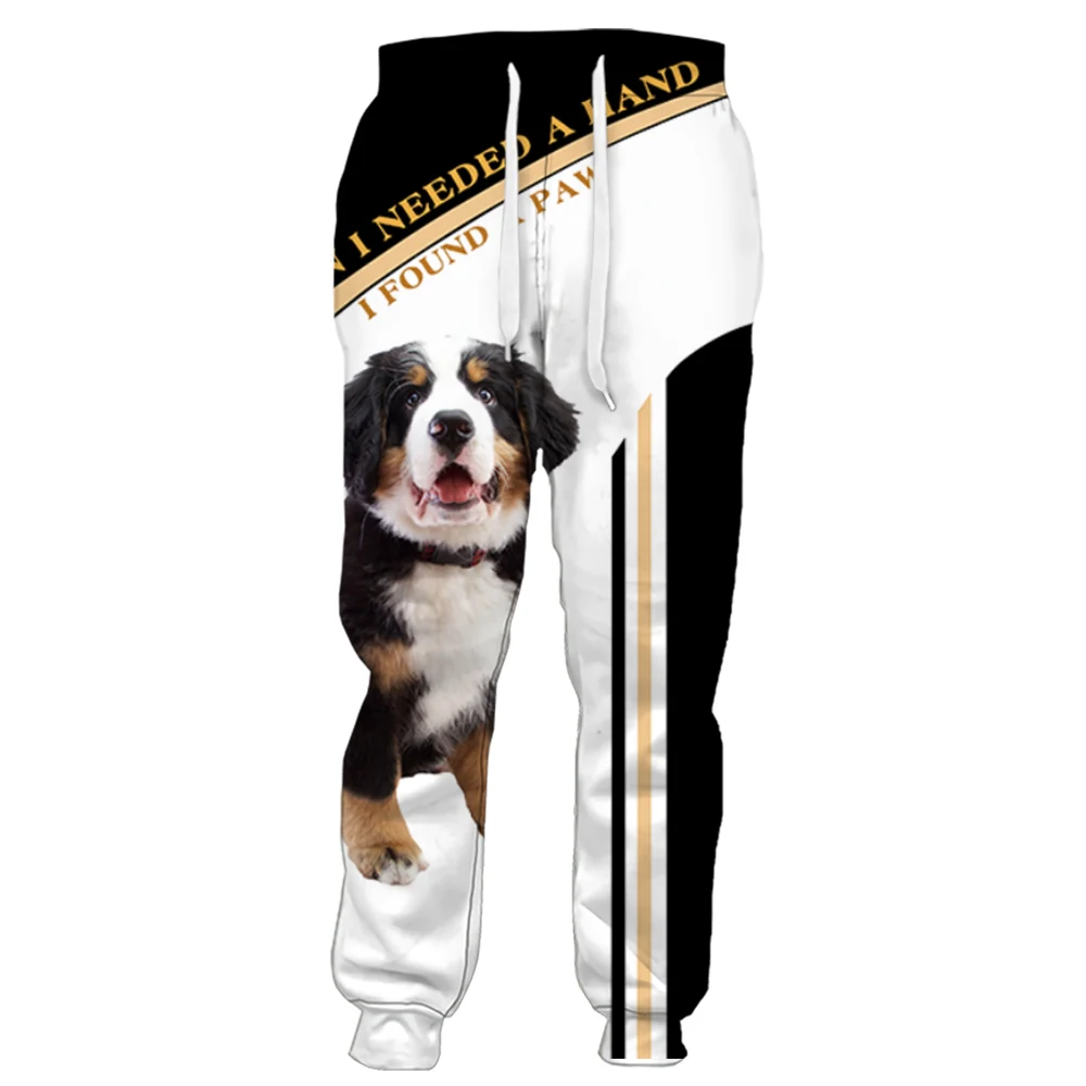 HX Great Swiss Mountain Dog Pants 3D Graphic Striped Letter Splicing Sweatpants Elastic Trousers Joggers Harajuku Streetwear