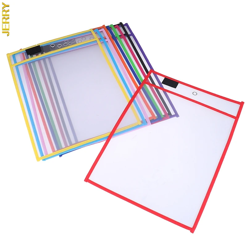 Reusable dry and erasable bag, transparent and wiping drawing board, dry brush bag, document bag, for teaching