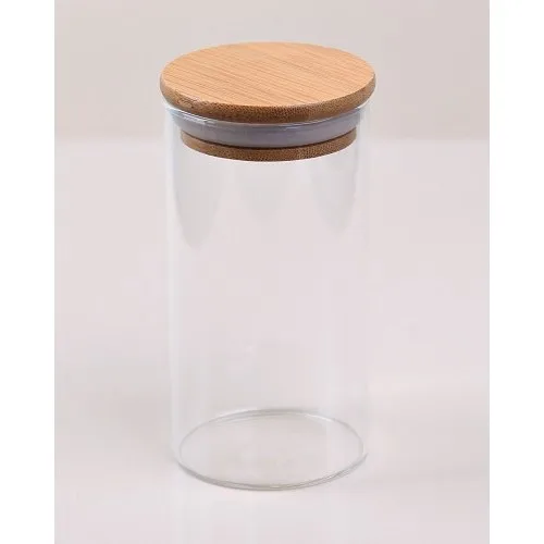 Canes Glass Jar With Bamboo Lid 4'lü