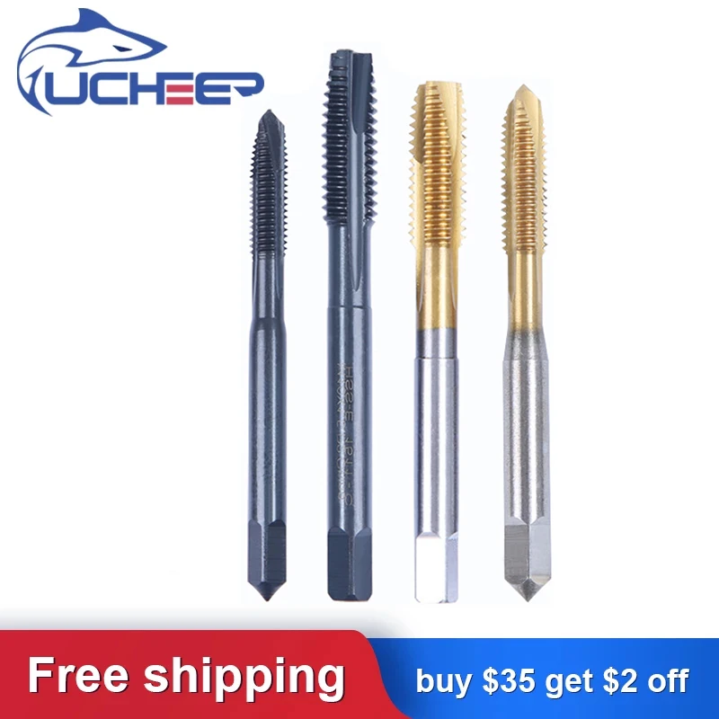 UCHEER 1pc Tap carbonize straight/spiral screw tap Drill bits Machine Point Thread M2.5-M10