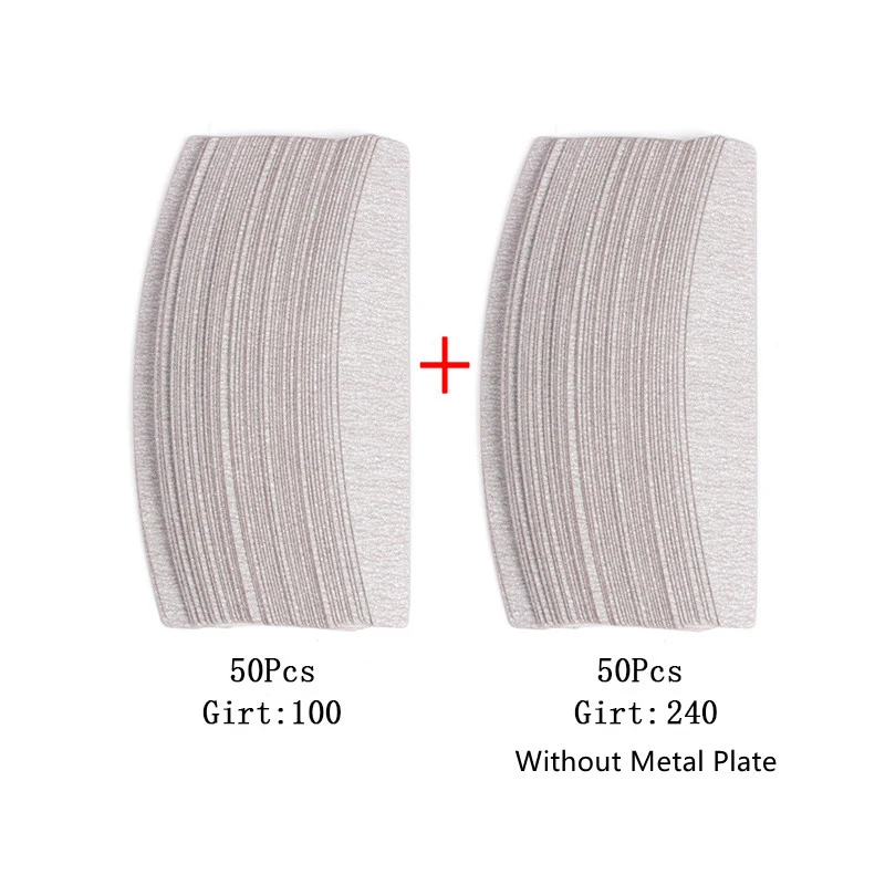 50 Stücke/100 Stücke Grau Abnehmbare Pads Mit Metallgriff Ersatz Schleifpapier Nagelfeile 100/180 Für Maniküre Schwielen entferner Puffer