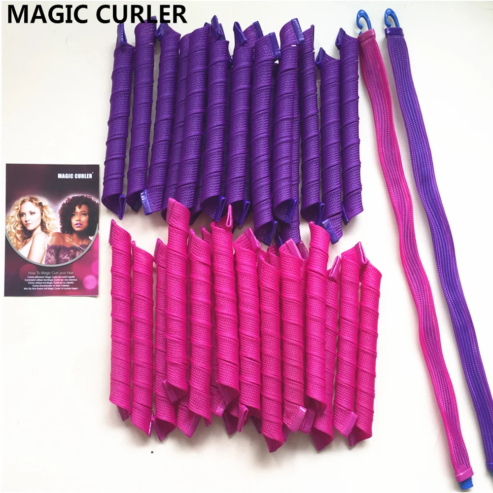 20Pcs/bag 55cm Magic Curlers Fashionable Hair Rollers Easy To Use  No Heat Curl Spiral Curls Styling Kit for Long Hair Hairstyle