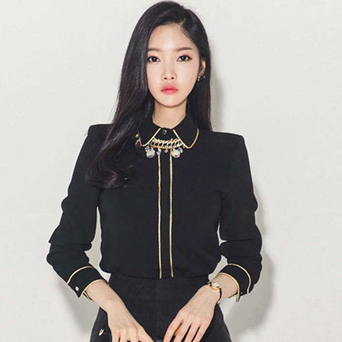2020 autumn clothes Korean commuter professional temperament all-match black shirt Western style clothes fashionable blouse tops