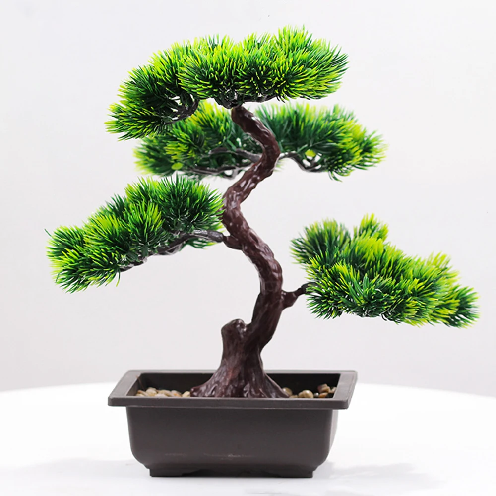 Tanaman Buatan Pinus Kecantikan Pohon Pinus Phoenix Imitasi Tanaman Pot Bonsai Manusia Hidup Kantor DIY Festival Dekoratif Hadiah Dekorasi Rumah