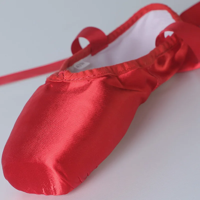 Red Ballet Pointe Shoes Satin Ballerina Ballet Shoes Girls Women Ballet Dance Wear Practice Lesson Performance Swan Lake