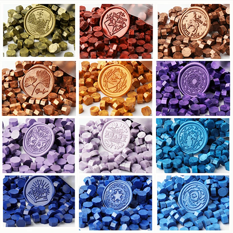 100pcs Retro Octagon Sealing Wax Beads Wax Seal Stamp Beaded for Wedding Vintage Craft Decor Card Making Tools