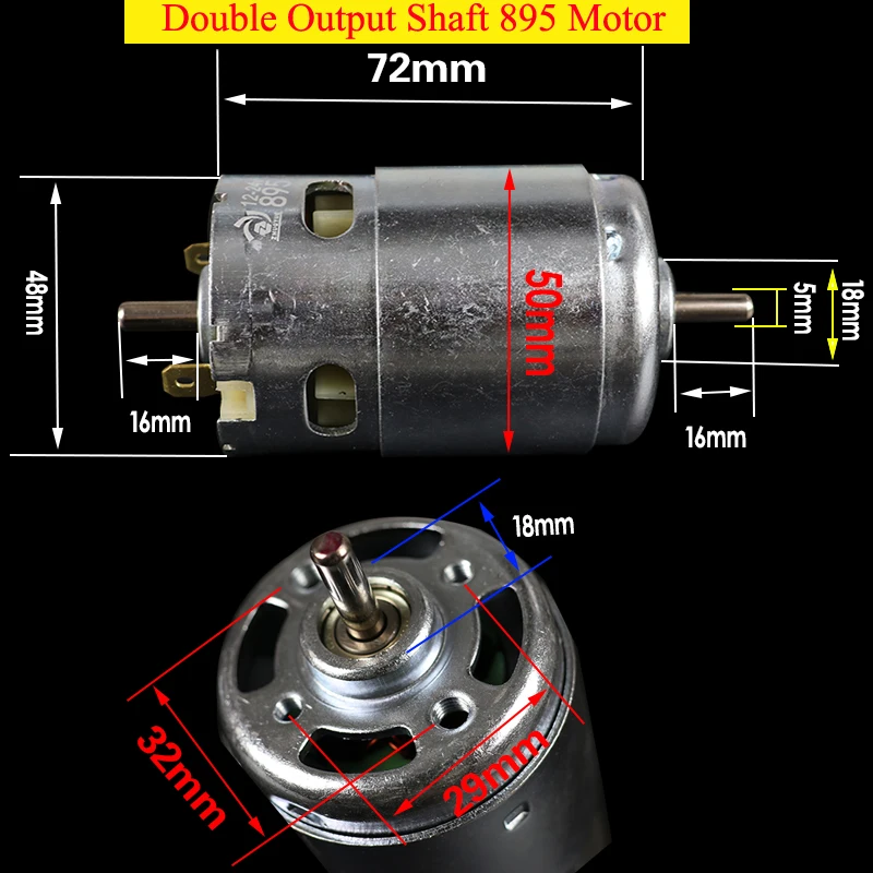 DC 895 Motor Electric Drill with B10 B12 Chuck 368W 12000rpm 12V-24V Large Torque Brush Motor