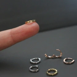 Cute Simple Tiny Zircon Circle Hoop Ear Cartilage Cuff Earring for Women Classic Small Geometric Closed Round Copper Ear Jewelry