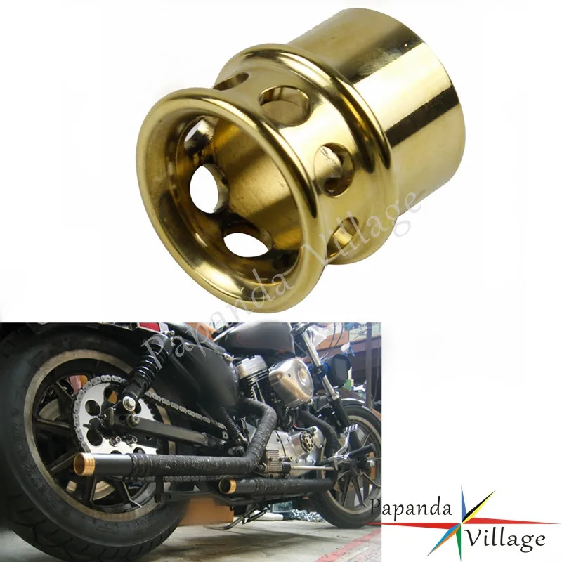 Brass Motorbike Drilled Exhaust Tips Universal for Harley XS650 Custom Chopper Cafe Racer w/ 1 3/4