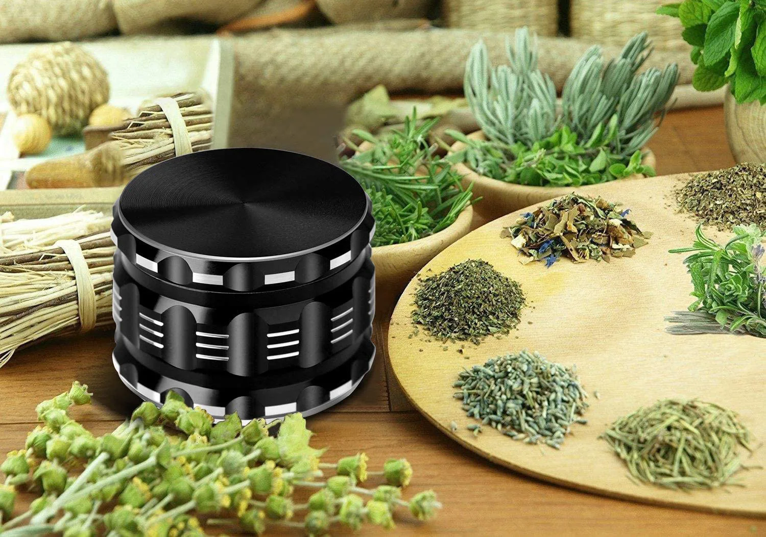 A bag of two Grinder Home Herbal Crusher Manual Kitchen Herb Metal Layer Grinders Spice Mill Kitchen Accessoriy