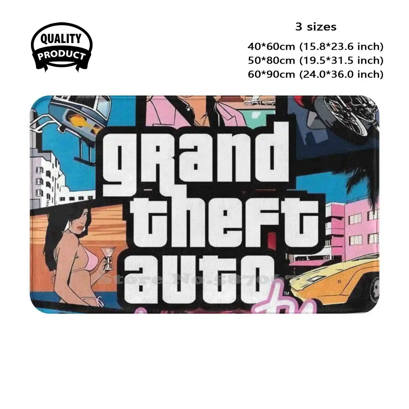 Vice City Soft Cushion Home Carpet Door Mat Car Rug Custom Color San Andreas Grand Theft Auto Online Game Cool Vice City