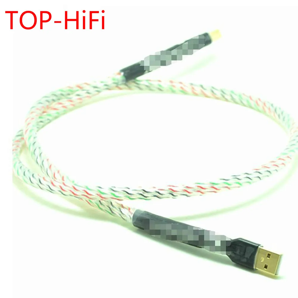 

TOP-HiFi 1Pair USB Cable High Quality Type A to Type B Hifi Data Cable Hifi Silver Plated shield USB Cable For DAC