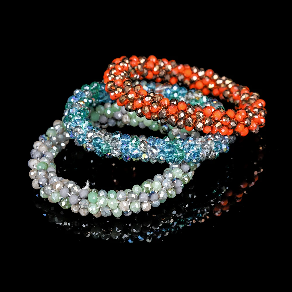 Molans Scrunchies Hair Accessories For Women Solid Rubber Band Temperament Beads Elastic Hair Tie Bands Bling Silver Beads - Image 4