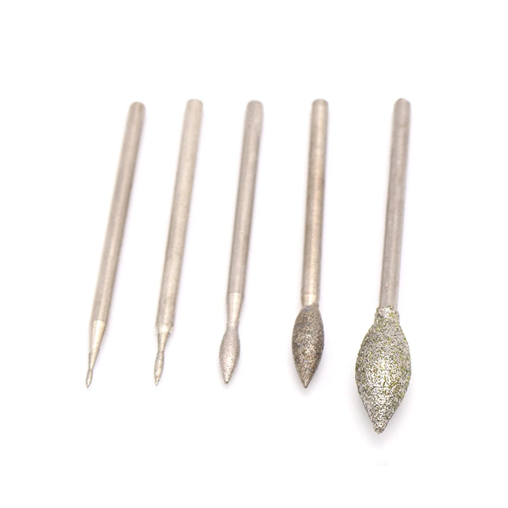 10PCS 0.8mm-8mm Olive Diamond Burr Grinding Bit 2.35/3mm for Dremel Engraving Glass