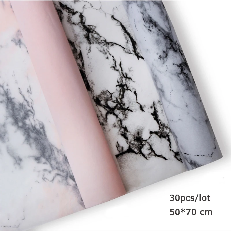 Marble / Letter Flower Wrapping Tissue Paper Material 28 sheets Shoes Gift Packing Craft Paper 50*70cm DIY Bouquet Supplies