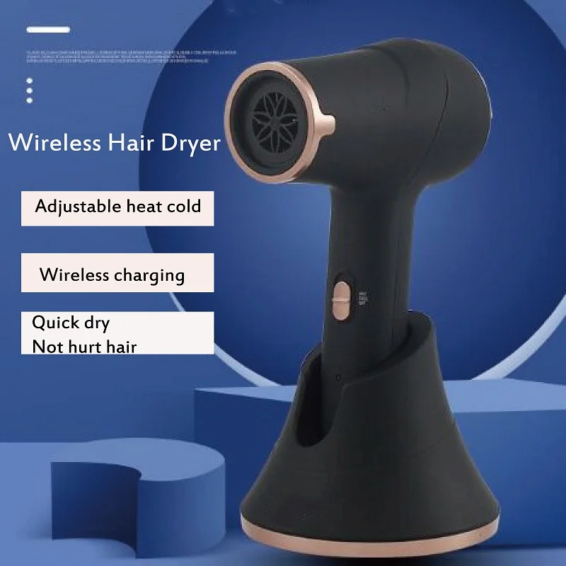 Wiederaufladbare Haar Trockner Drahtlose Tragbare Starke Power Barber Salon Styling Werkzeuge Heiß Kalt Elektrifizierte Batterie Haar Trockner