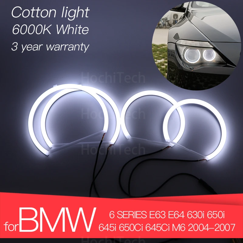 Hight Quality LED Angel Eyes Kit Cotton White  Ring for BMW 6 SERIES E63 E64 630i 650i 645i 650Ci 645Ci M6 2004-2007