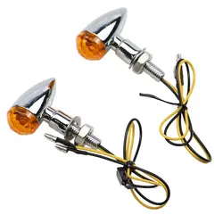 Chrome Mini Bullet Turn Signal Indicator Light For Cafe Racer Cruiser Chopper