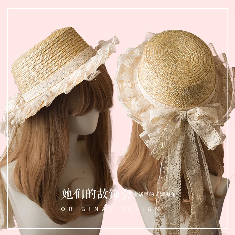 

Original Design Hand Made Bowknot Straw Hat Summer Sun Hat LOLITA Free Shipping B