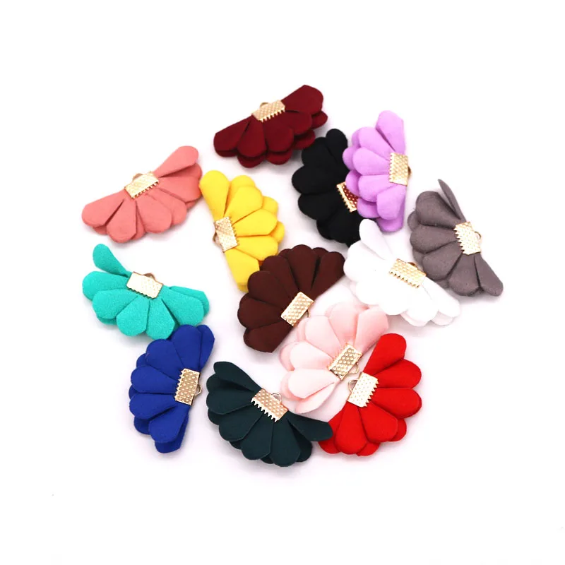 10pcs/lot Colorful Flowers Tassel Jewelry Findings Silk Polyester Fabric Charming Pendant For Drop Earring Wholesale