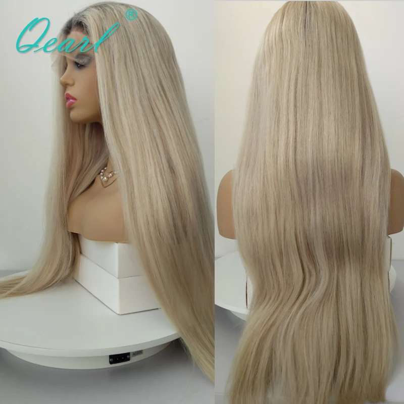 Full Lace Wigs for Women Human Hair Ash Platinum Blonde 60# Lace Frontal Wigs Straight HD Lace Front Wig Pre plucked 180% Qearl image 4