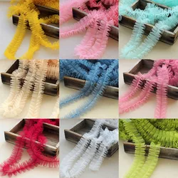 5Meters Luxury 5cm Tulle 3d Pleated Mesh Fabric Ruffle Fringe Lace Edging Trimmings Embroidered Ribbon Dress Sewing Supplies