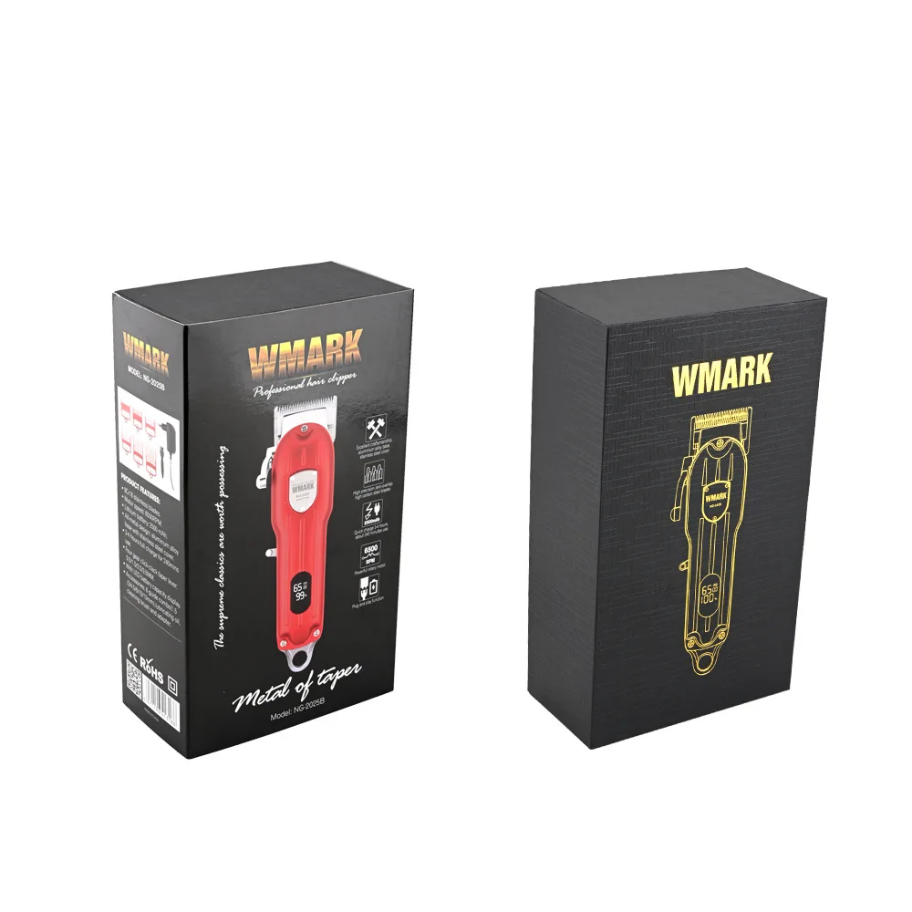 WMARK NG-2024 NG-2025 tüm Metal kablolu veya kablosuz kullanım saç kesme makinesi ile LCD ekran 2500mAh 6500 RPM 9CR18 bıçak